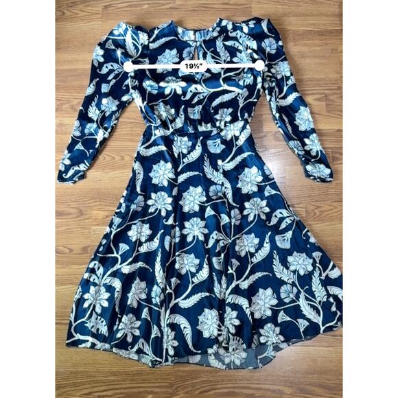 JOHANNA ORTIZ Wild Blue Botanical-print Silk-charmeuse Midi Dress size 10 - Picture 5 of 16